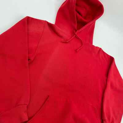 Vintage 80s Russell Athletic red blank hoodie sweatshirt men's XS