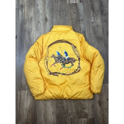 Polo Ralph Lauren Equestrian Down Puffer Jacket Yellow Embroidered
