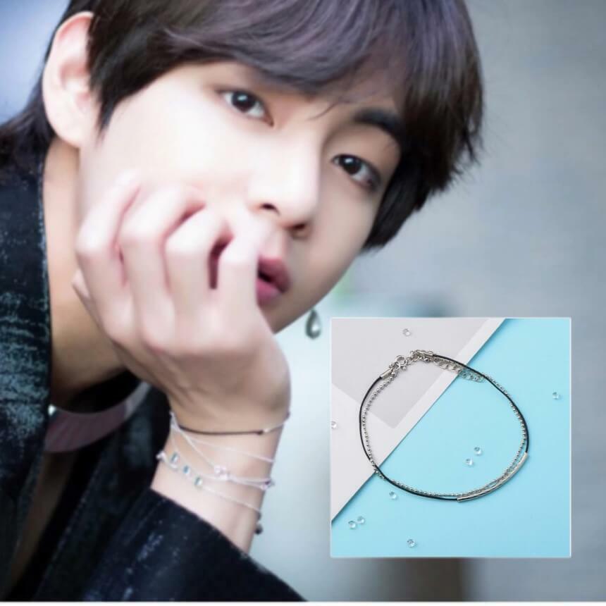 2pcs x KPOP Idol BTS V Taehyung Bead Chain Layered Color Rope