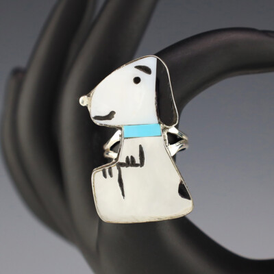NATIVE AMERICAN ZUNI INLAY SNOOPY RING BY SHENEL COMOSONA | eBay