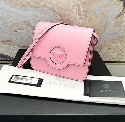 Versace La Medusa Pink Grained Calfskin Leather Shoulder Bag | eBay