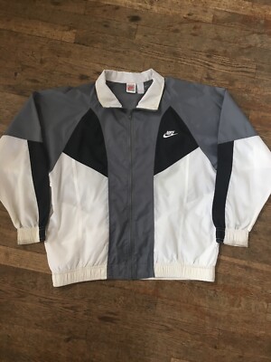 Vtg Retro 80s 90s Nike Grey Tag Label Nylon Track Jacket Mens L 2