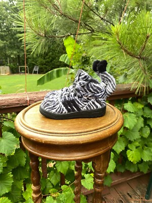 BABY SIZE 9K Adidas Jeremy Scott ZEBRA Black White Fur Tails