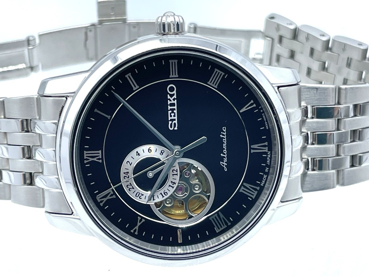 Near MINT SEIKO PRESAGE Automatic Watch Open heart Sapphire Black