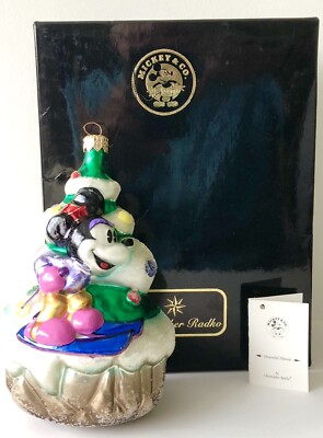 Christopher Radko Minnie Mouse Downhill Skiing Disney Glass