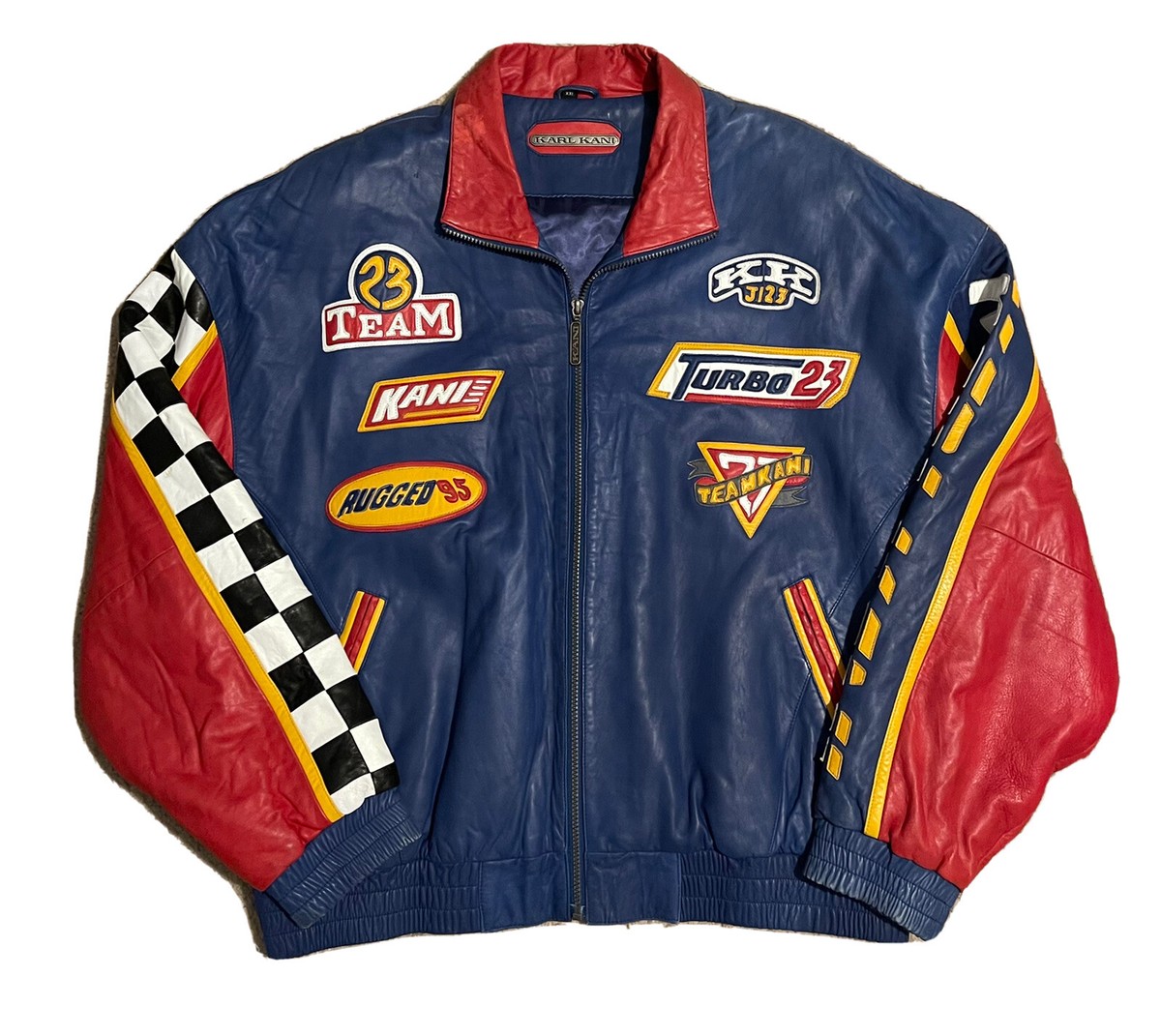 Karl Kani 90s Vintage Leather Premium 1995 Satin Racing Jacket