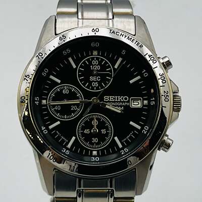 SEIKO 7T92-0DW0 Chronograph Black Dial Date Analog Quartz Men's