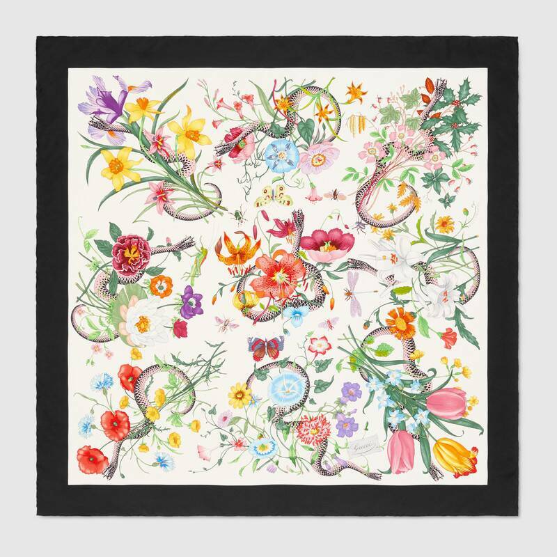 GUCCI FLORAL SNAKES SILK SCARF - 1921 | eBay