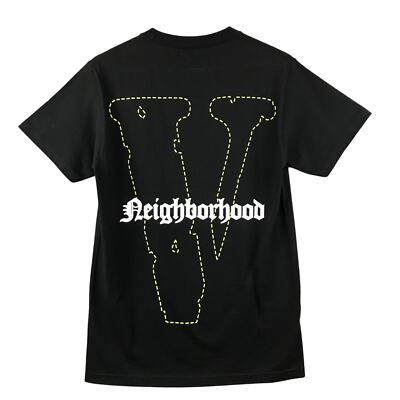 Vlone x Neighborhood Tee- Size S Black Shirt Neon Green Skull