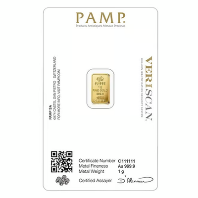 Pamp Suisse Lady Fortuna 1 Gram Gold Bar - Large Assay Card | eBay