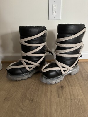 NEW* RICK OWENS LEATHER LUNAR TRACTOR JUMBO MEGALACE BOOTS FW23