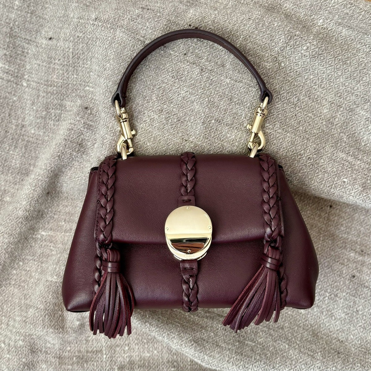 Chloe Penelope Mini Soft Shoulder Bag in Deep Violine Burgundy