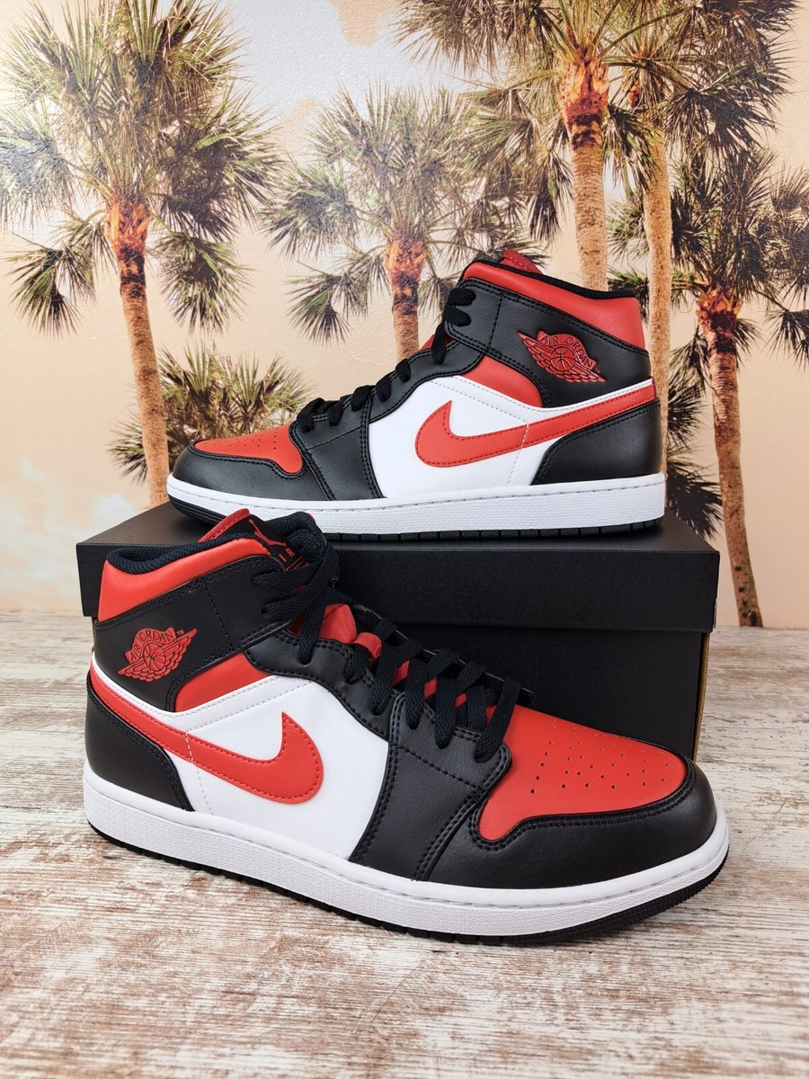 Nike Air Jordan 1 Mid White Chicago Bred Toe 2022 554724-079 Mens
