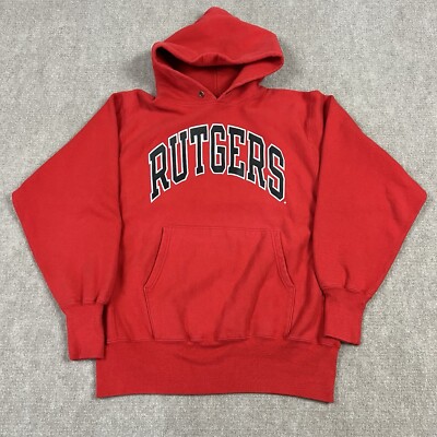 Vintage 90s Champion Reverse Weave Hoodie Rutgers University Large