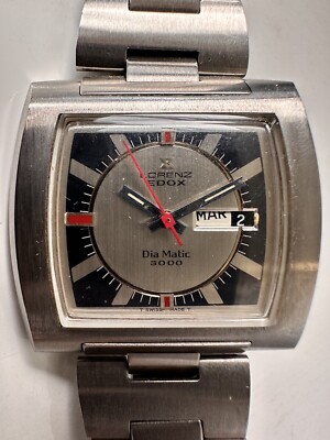 Rare LORENZ EDOX Dia Matic 3000 Automatic Day Date Retro 1970s