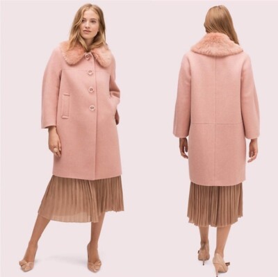 $798 Kate Spade New York Womens 12 Jacket Pink METALLIC TWILL Wool