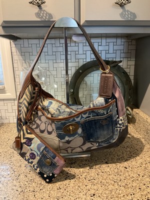 COACH Vintage DENIM Patchwork Ergo Bag & Wristlet LIMITED EDITION