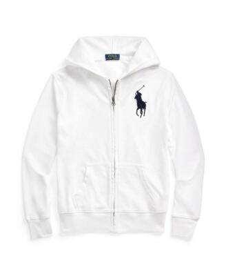 NWT Polo Ralph Lauren Big Boys White Big Pony Full Zip Hoodie