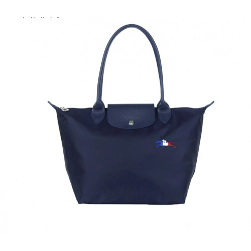 Le Pliage handbag with tricolor logo embroidery navy blue unisex