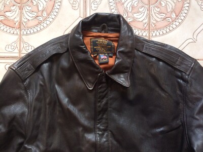 AVIREX Type A-2 A2 Dark Brown Leather Cockpit Flight BOMBER Jacket