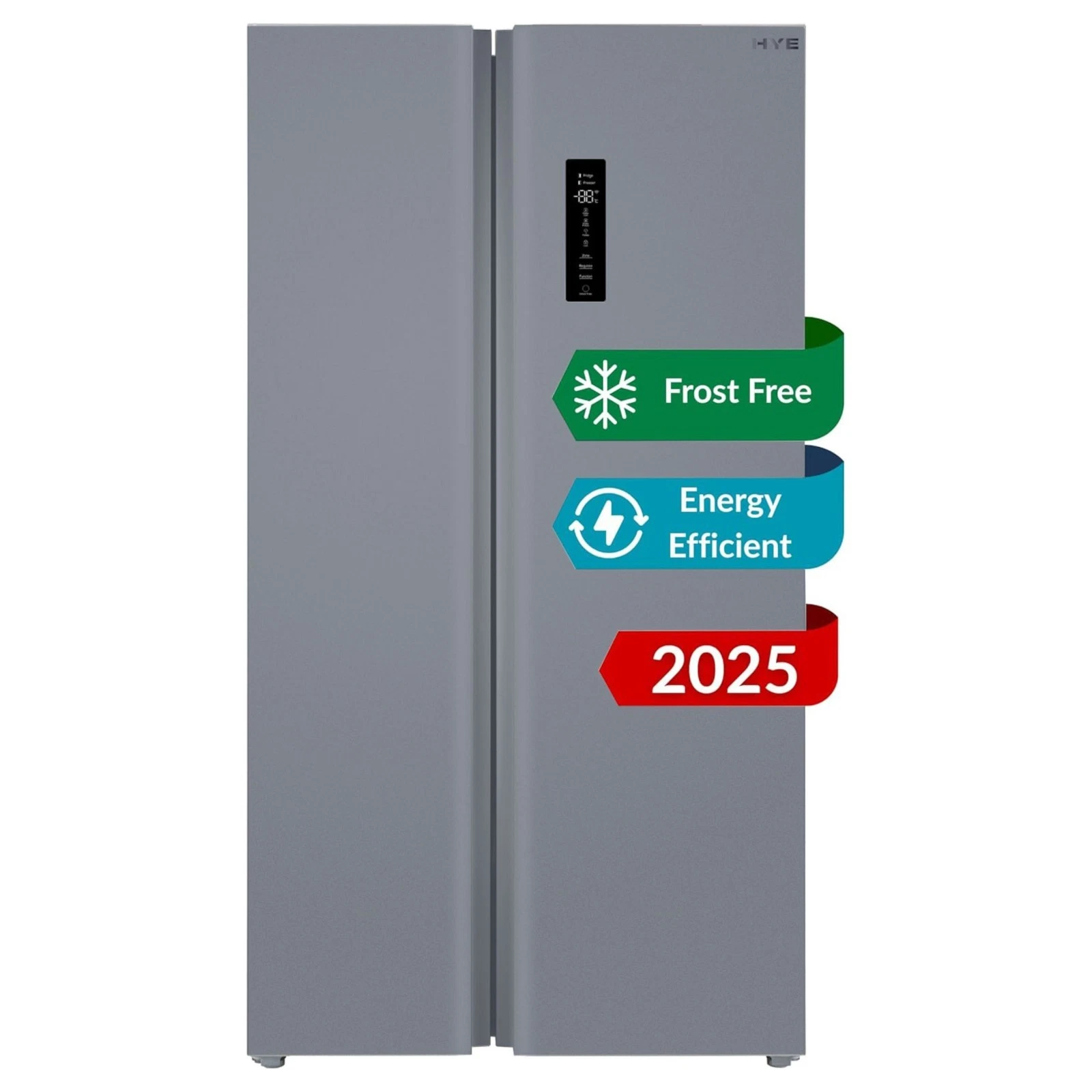 HYE 505L Frost Free American Fridge Freezer 92cm - Silver