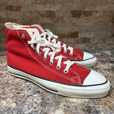 Vintage 1980s Converse Red Hi Tops Sneakers Made in USA Size 10.5