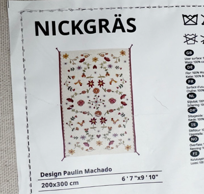 IKEA NICKGRAS NICKGRÄS Flatwoven Rug Handmade Floral 6 ' 7 