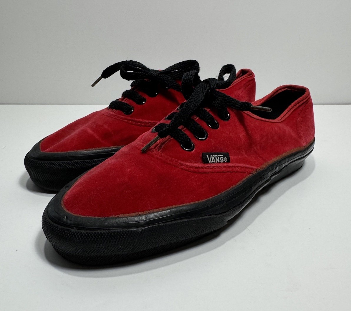 Vintage 80s VANS Red Velvet Style #44 Womens Size 6.5 *MADE IN USA