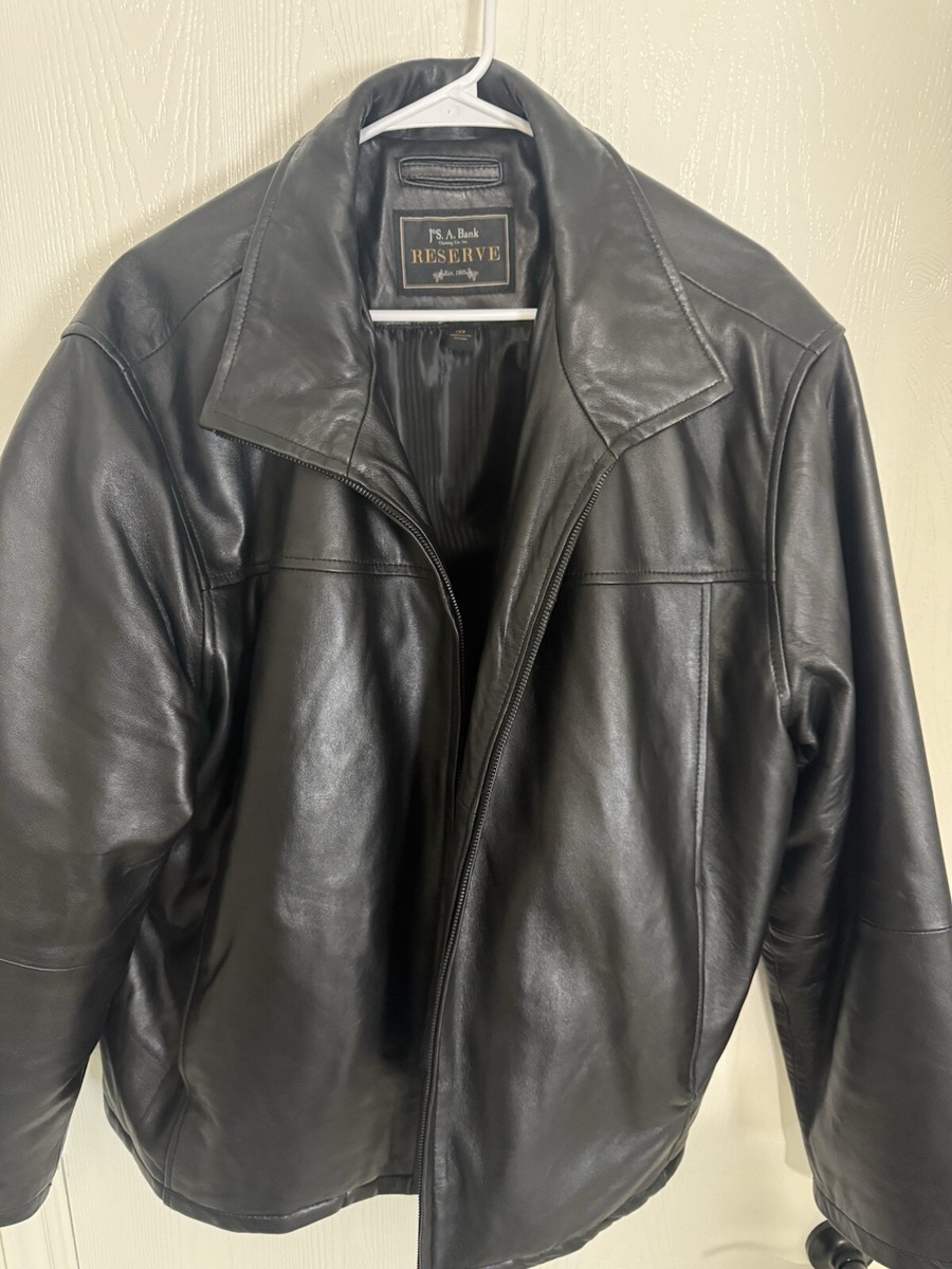 Jos. A. Bank Reserve Black 100% Genuine Leather Zip Jacket – Size