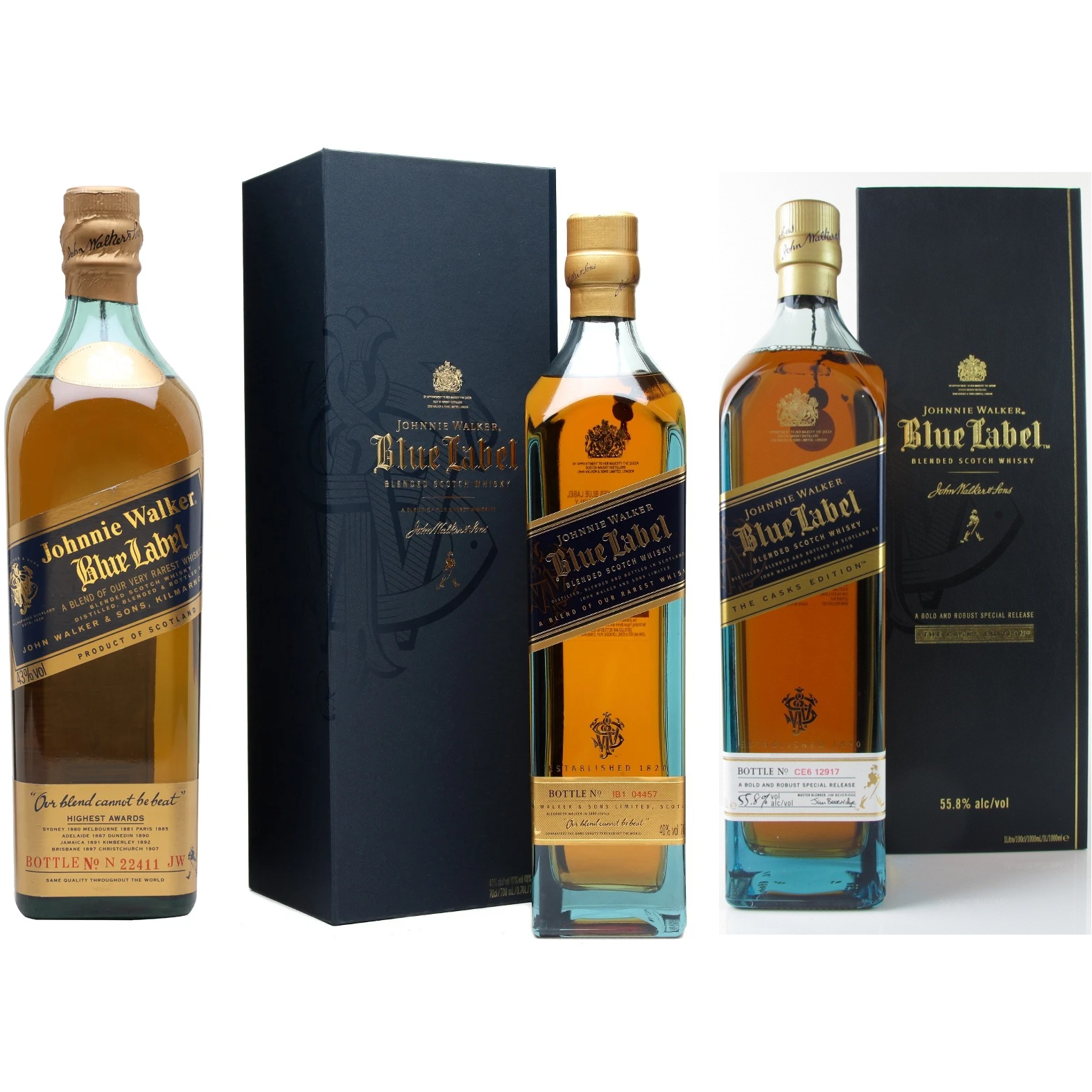Johnnie Walker Blue Label Vertical (Blue, 1990s Blue, The Casks