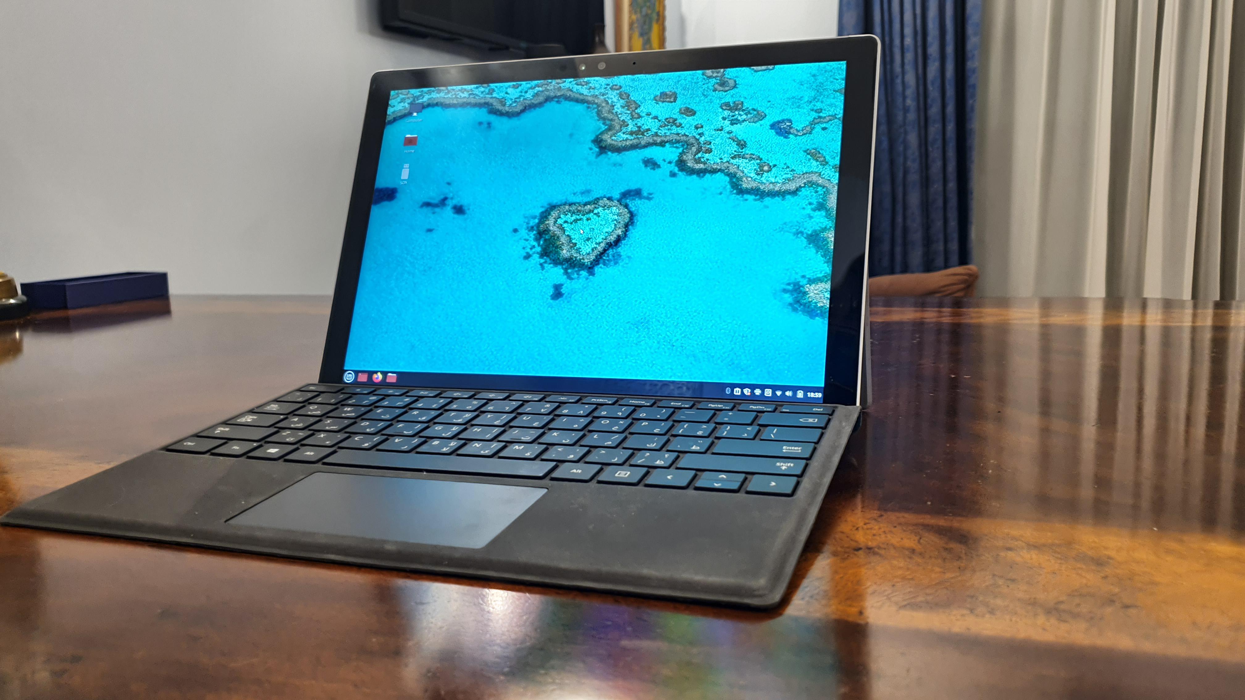 Linux Mint on Microsoft Surface Pro 4. At first, I thought a lot