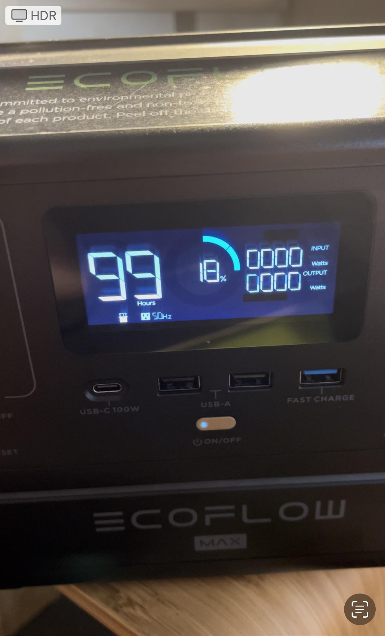 EcoFlowが充電できない、AC出力が動かない、ブートループ、50Hzが点滅