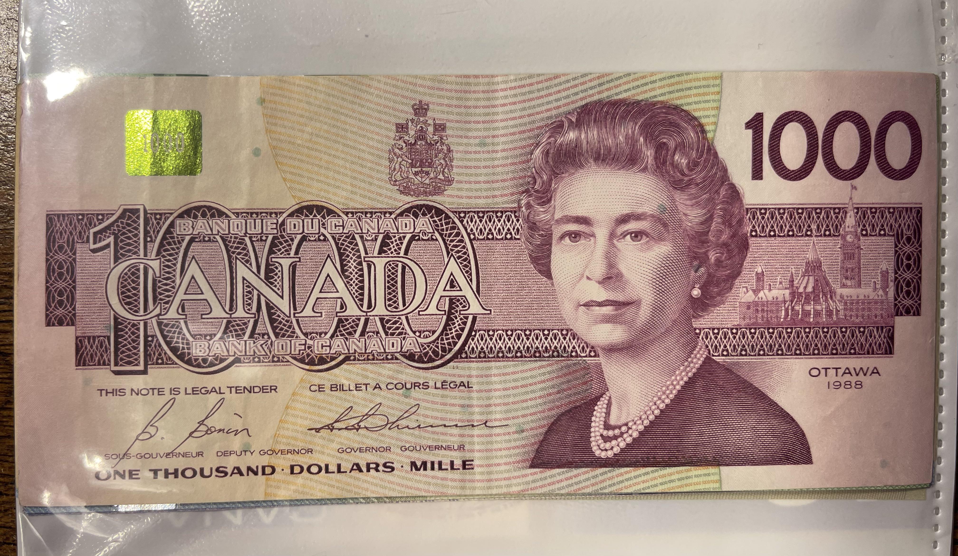 1988年カナダ1000ドル札 : r/mildlyinteresting