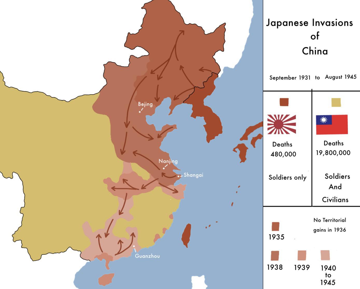 第二次日中戦争と中国における第二次世界大戦の地図 : r/MapPorn