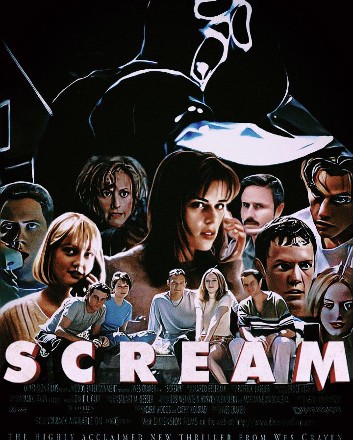 この「スクリーム1」のポスター、俺が作ったんだけど、どう思う