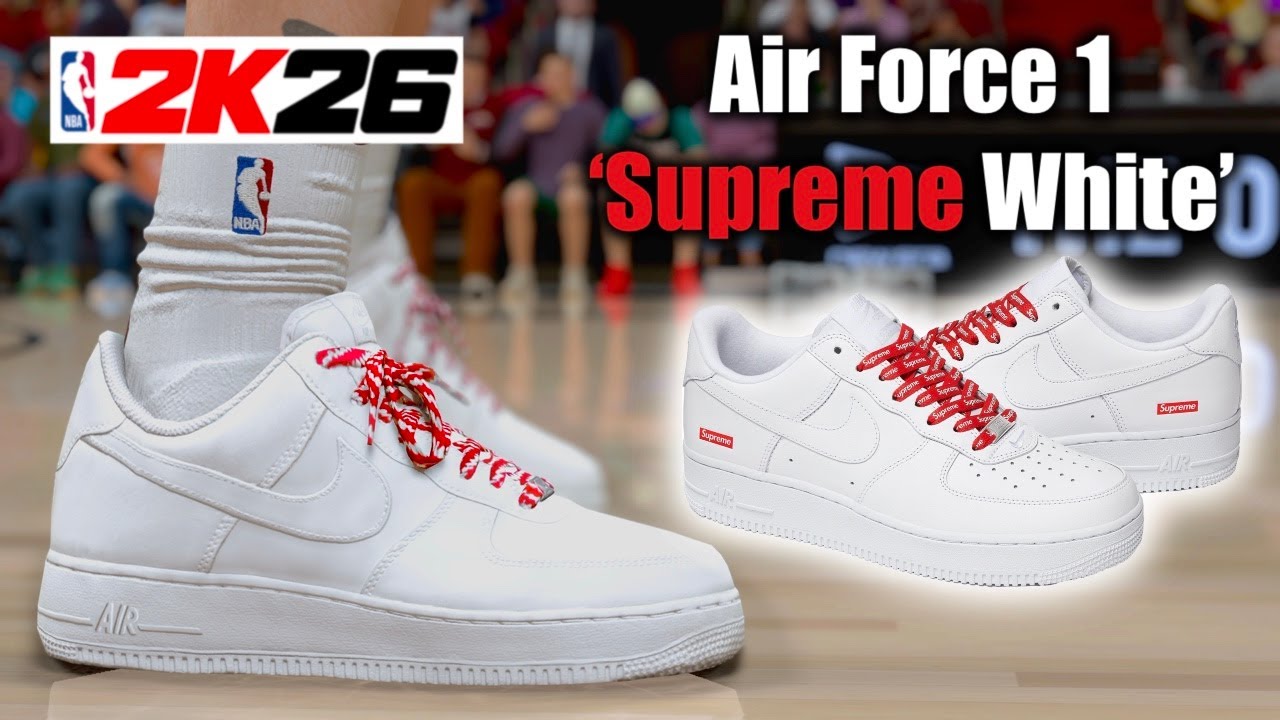 NBA 2K26 Shoe Creator - Nike Air Force 1 Low Supreme White - YouTube