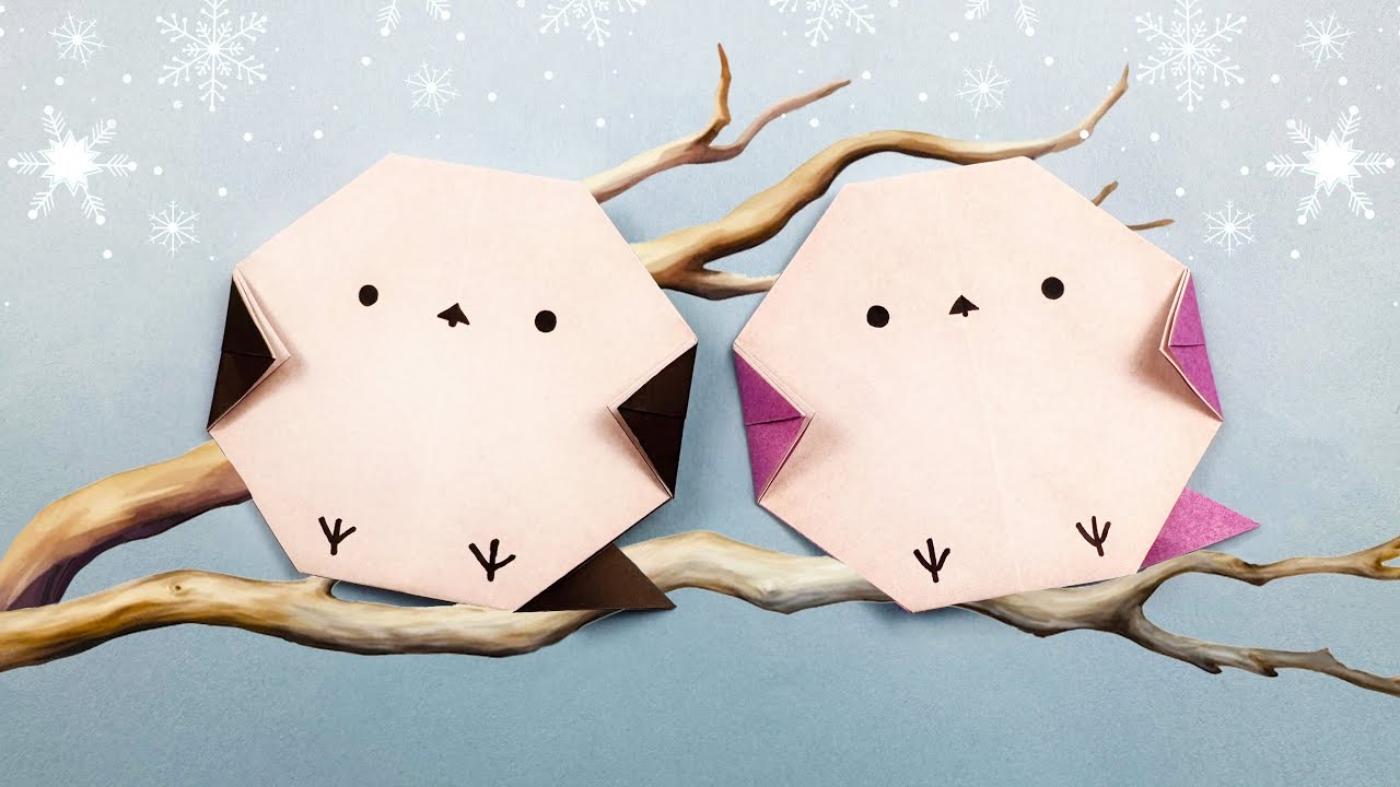 簡単折り紙】シマエナガの作り方💡How to make Long-tailed Tit