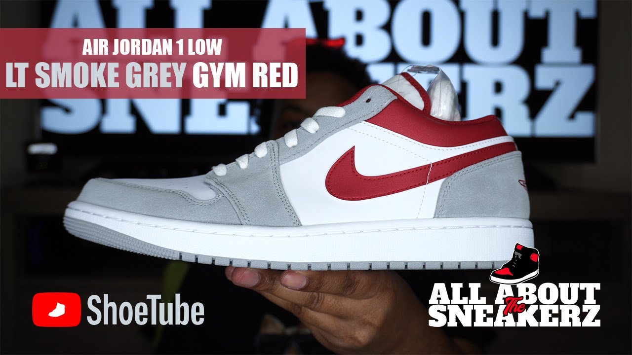 AIR JORDAN 1 LOW 'LIGHT SMOKE GREY GYM RED' UNBOXING & REVIEW