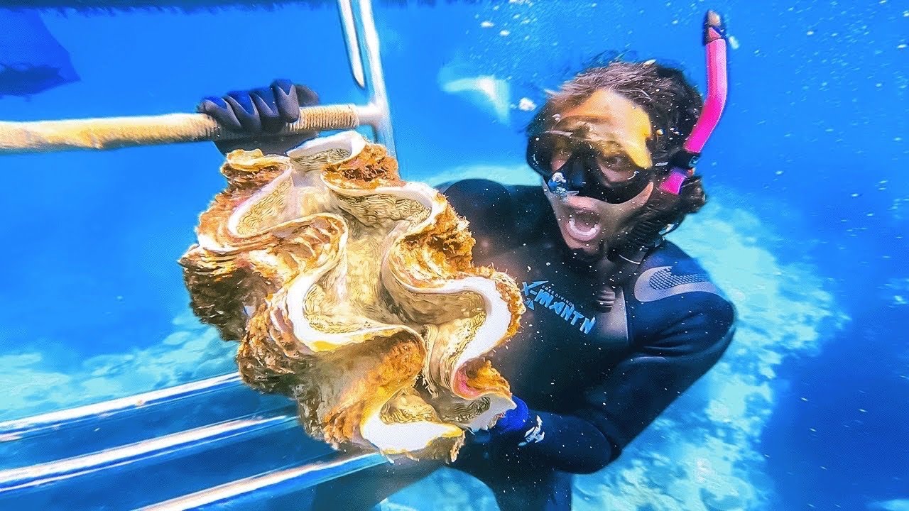 Giant Man-Eating Clam vs. Okinawa Tarzan - Who Wins? - YouTube