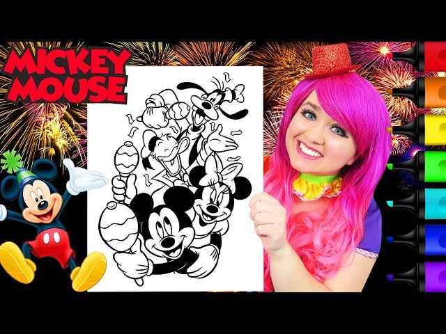 Coloring Mickey & Friends Happy New Years Disney Coloring Page