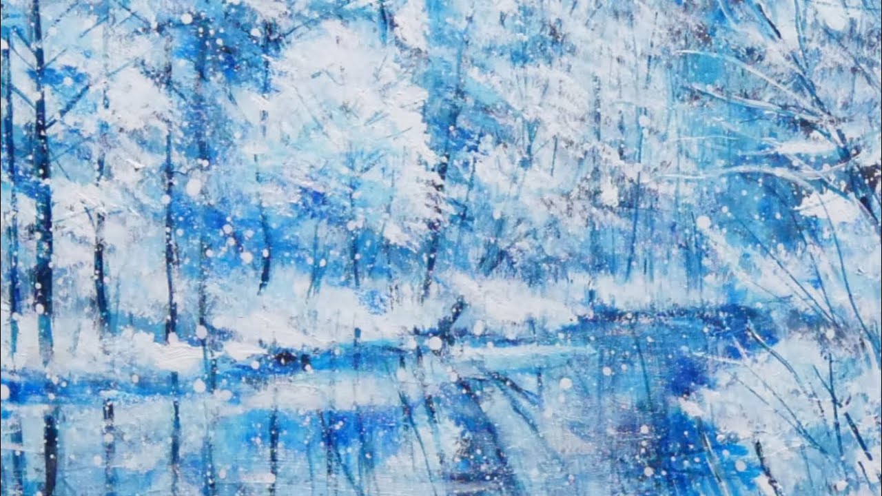 油絵】【白い池】#油絵 #手書き #アート #絵画 #絵 #油彩画 #美術