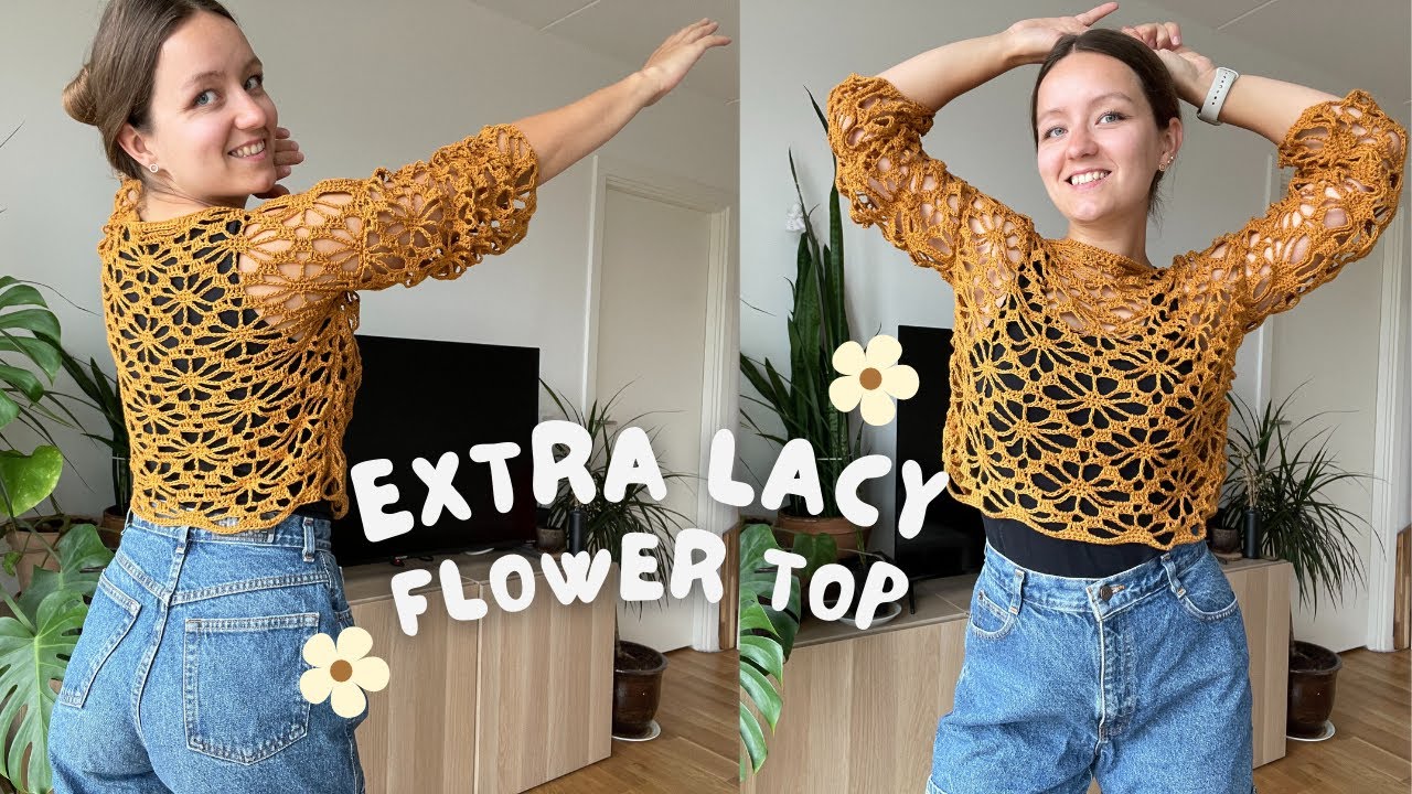 🕷️ EXTRA lacy crochet flower top | how to crochet flower aka