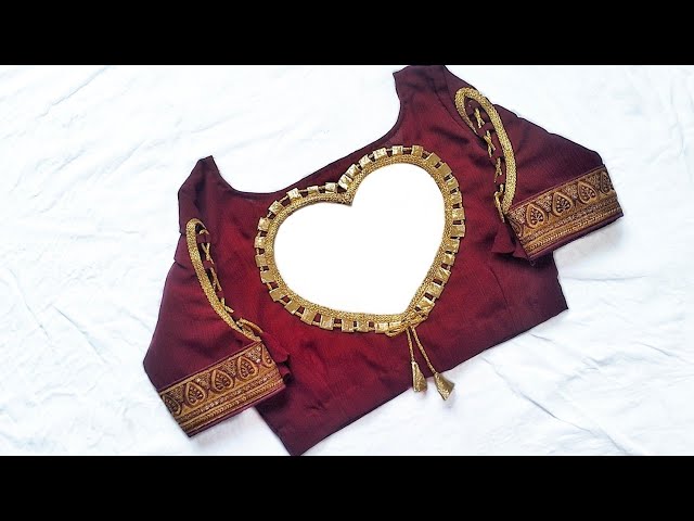 Heart shape blouse back neck design cutting and stitching