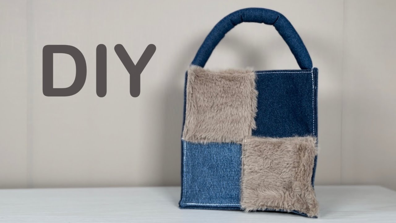 トートバッグの作り方】パッチワークを活用❣️ワンハンドルのデニム