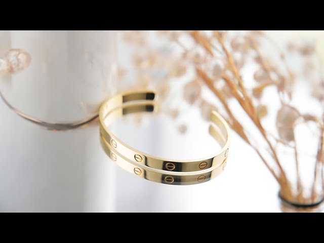 CARTIER ラブ ブレスレット オープン バングル イエローゴールド 19号