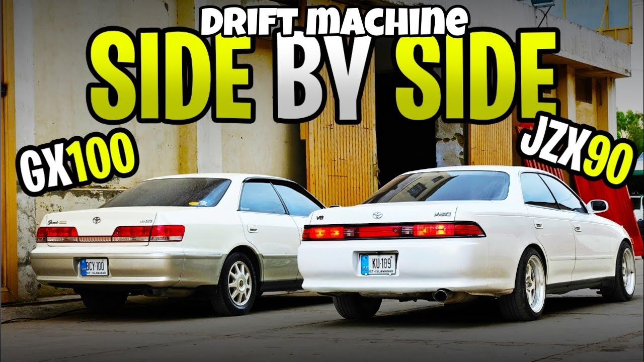 Drift Machine Jzx90 V8 Mark ii Vs Stock Gx100 Mark ii - YouTube