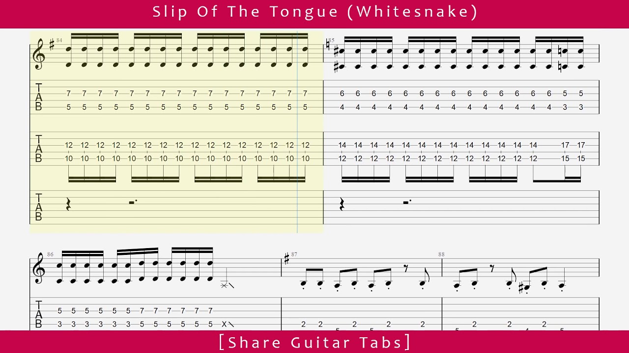 Share Guitar Tabs] Slip Of The Tongue (Whitesnake) HD 1080p - YouTube