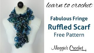 Crochet Ruffled Scarf with Mary Maxim Fabulous Fringe Yarn - Right