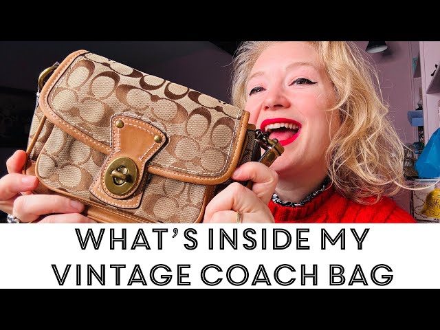 What's inside my vintage coach bag?! Monogram signature handbag