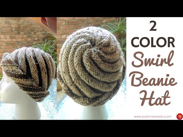 Two Color Swirl Hat - Knitted Swirl Hat - Spiral Beanie 2 Colors
